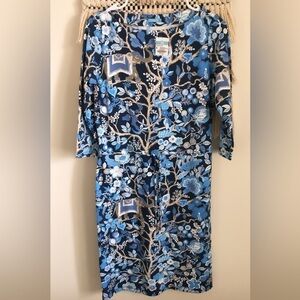 NWT J.McLaughlin Marianne Dress Floral Sucre Blossom Elephant Navy Silver